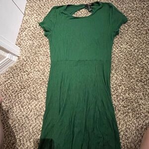 Green Ribbed Women's Dress